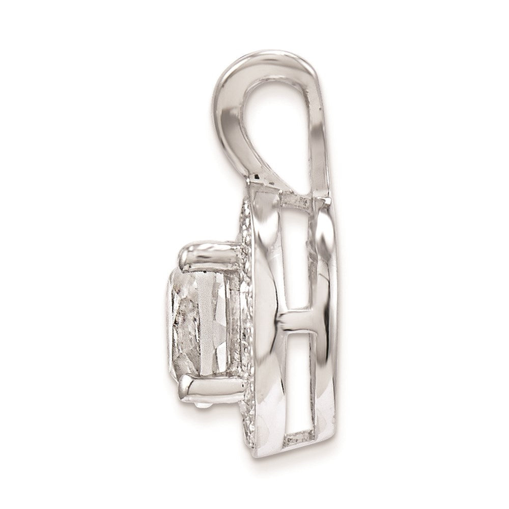 Sterlingsilber Rhodiniert Diamant & Weiß Topas Anhänger