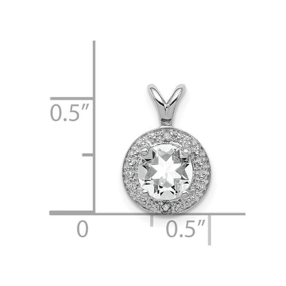 Sterlingsilber Rhodiniert Diamant & Weiß Topas Anhänger