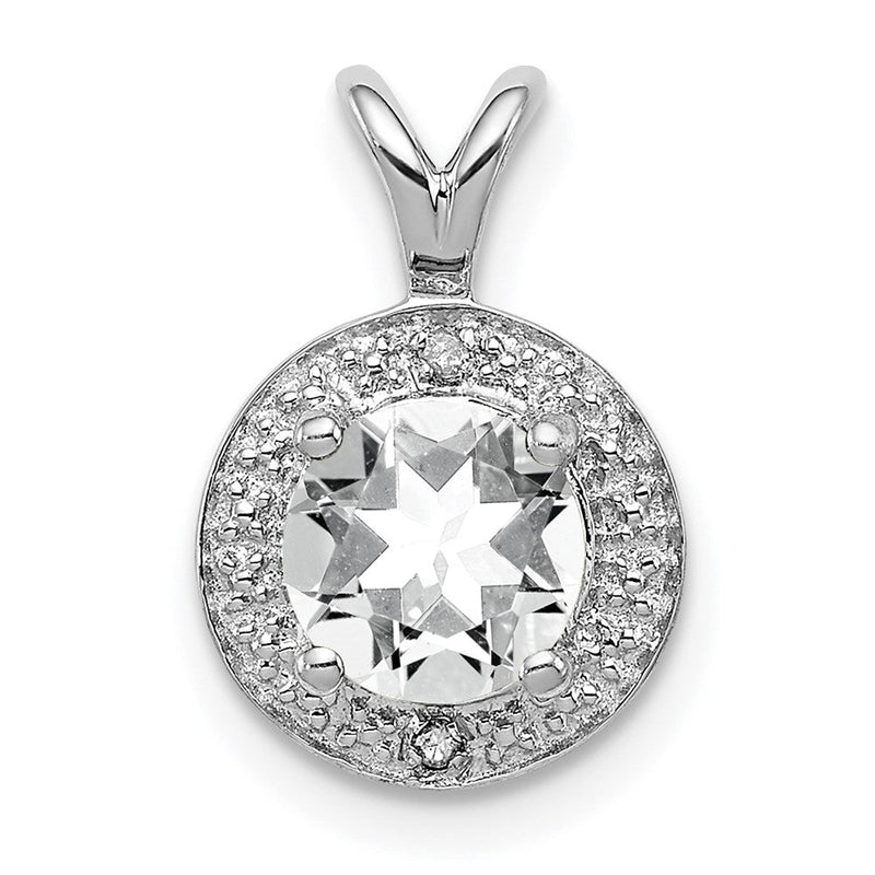 Sterlingsilber Rhodiniert Diamant & Weiß Topas Anhänger