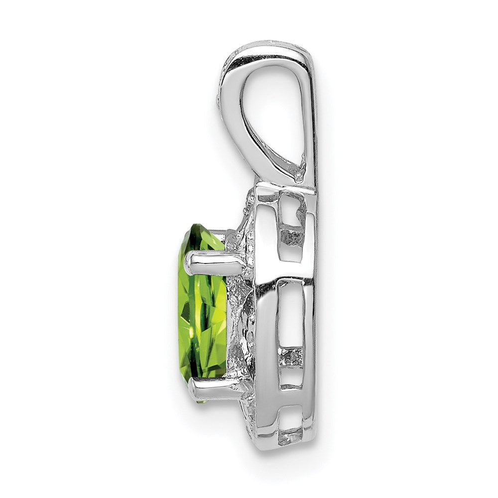 Sterlingsilber Rhodiniert Diamant. & Peridot Anhänger