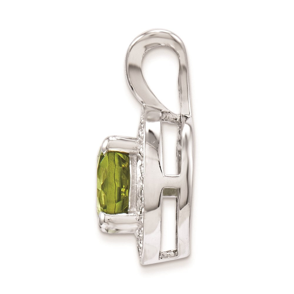 Sterlingsilber Rhodiniert Diamant. & Peridot Anhänger