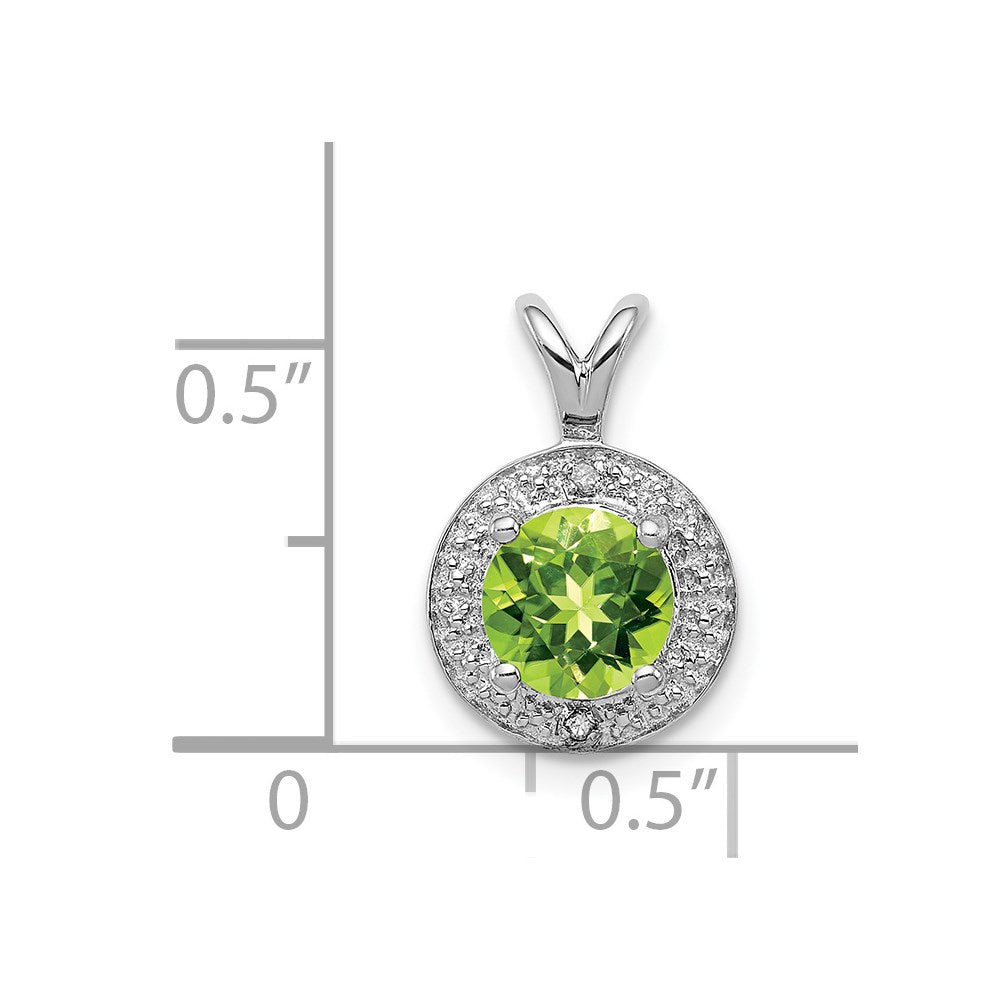 Sterlingsilber Rhodiniert Diamant. & Peridot Anhänger