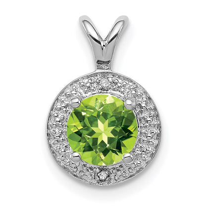 Sterlingsilber Rhodiniert Diamant. & Peridot Anhänger