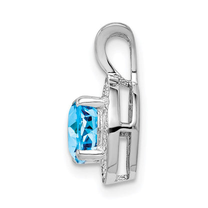Sterlingsilber Rhodiniert Diamant. & Blautopas Anhänger