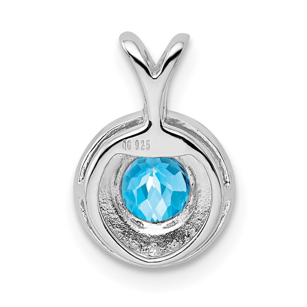 Sterlingsilber Rhodiniert Diamant. & Blautopas Anhänger