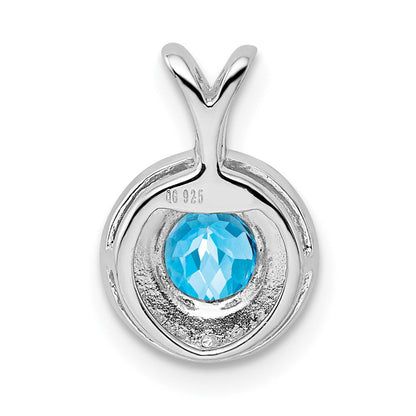 Sterlingsilber Rhodiniert Diamant. & Blautopas Anhänger