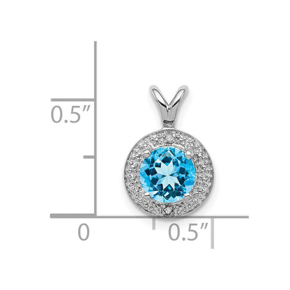 Sterlingsilber Rhodiniert Diamant. & Blautopas Anhänger