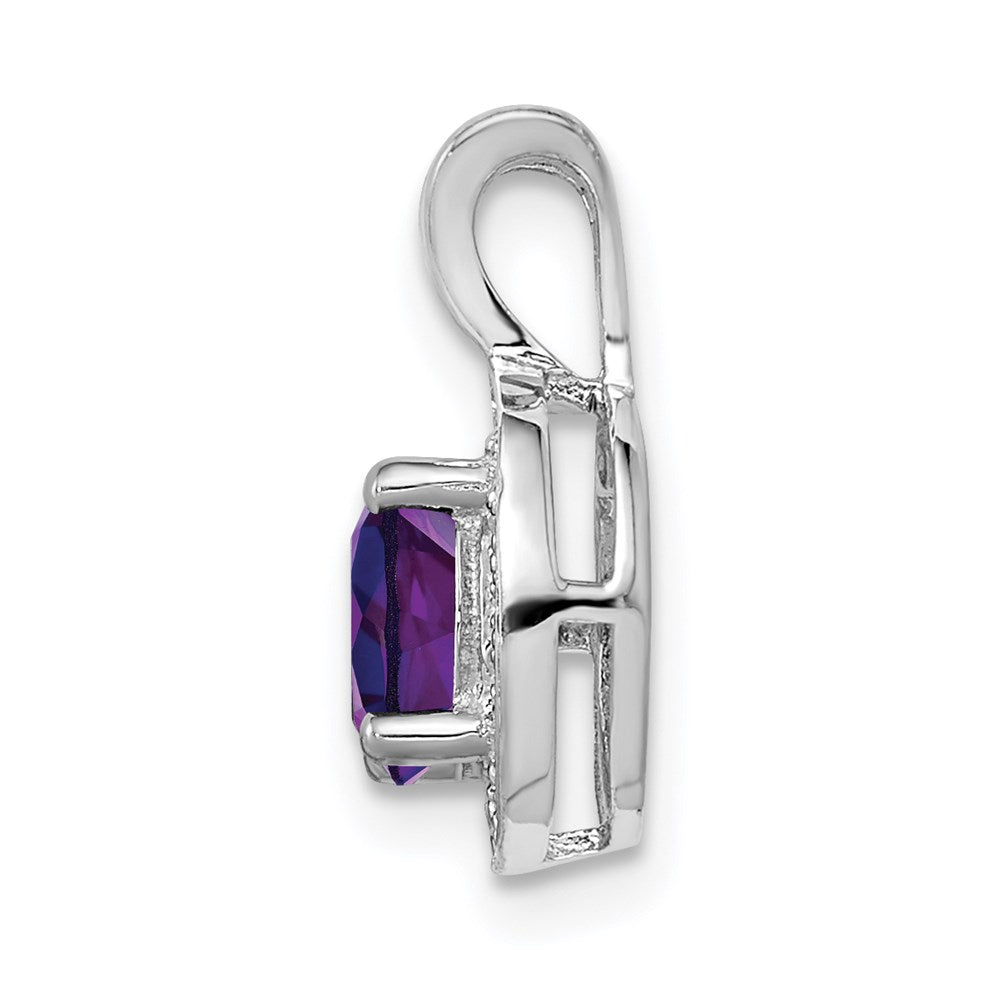 Sterlingsilber Rhodiniert Diamant. & Amethyst Anhänger