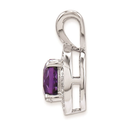 Sterlingsilber Rhodiniert Diamant. & Amethyst Anhänger