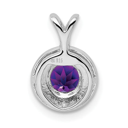Sterlingsilber Rhodiniert Diamant. & Amethyst Anhänger