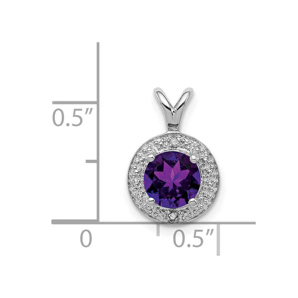 Sterlingsilber Rhodiniert Diamant. & Amethyst Anhänger
