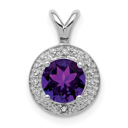 Sterlingsilber Rhodiniert Diamant. & Amethyst Anhänger