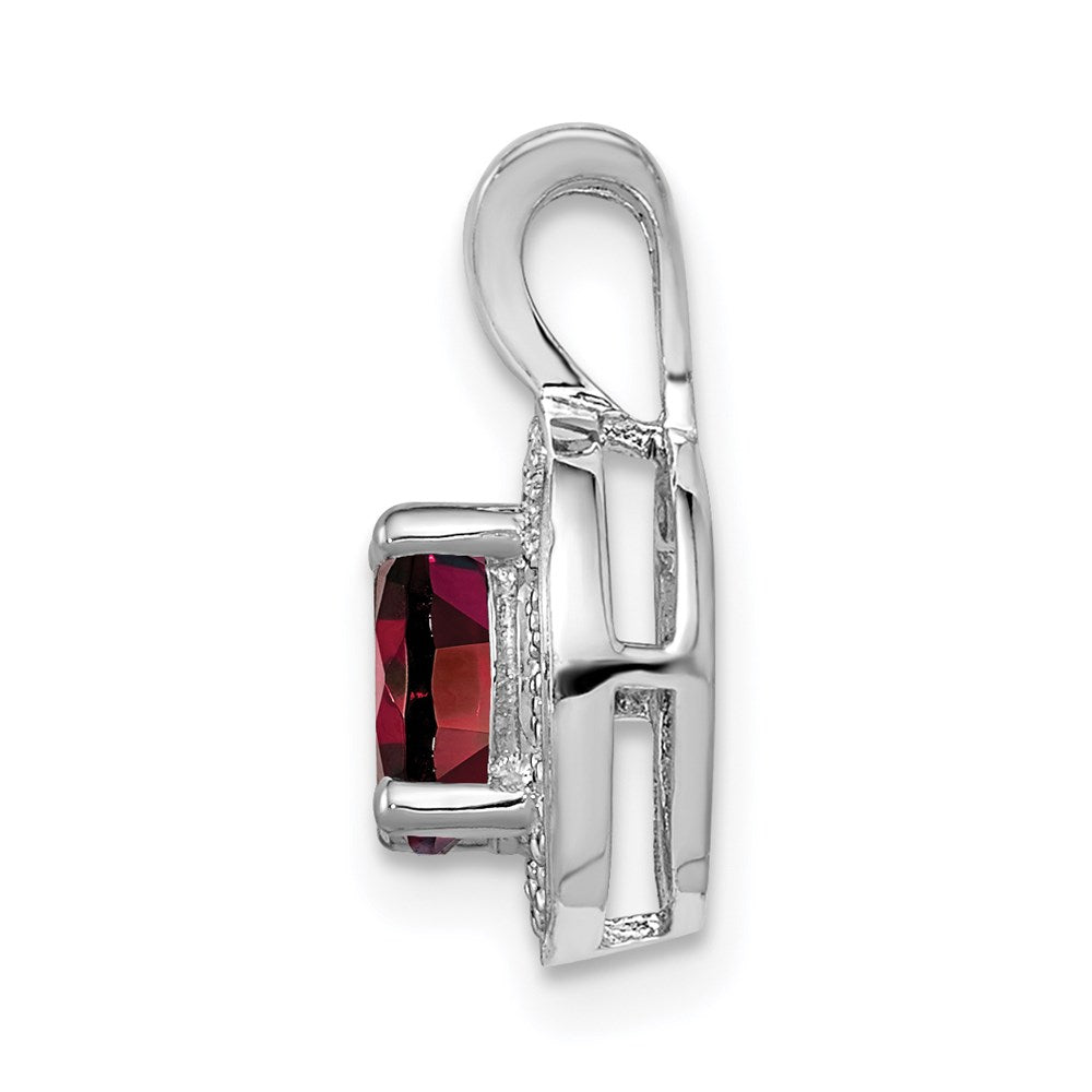 Sterlingsilber Rhodiniert Diamant. & Granat Anhänger