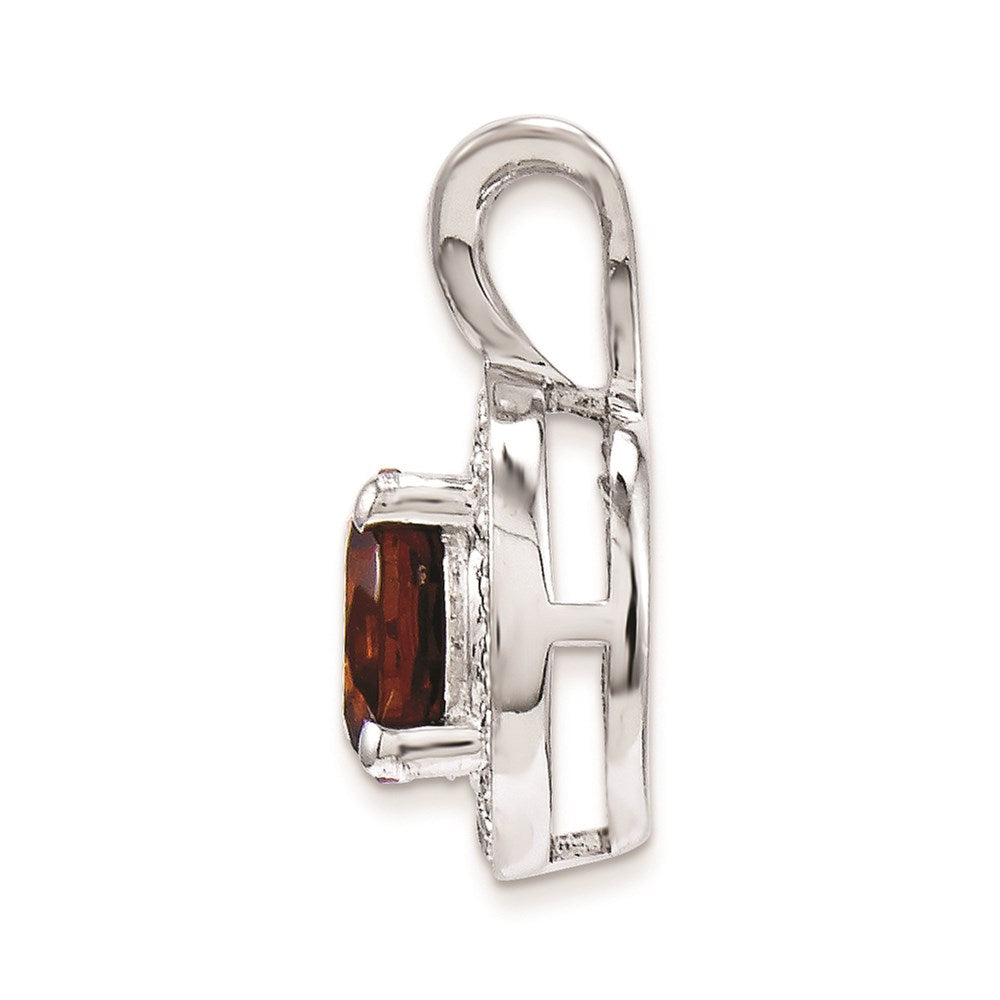 Sterlingsilber Rhodiniert Diamant. & Granat Anhänger