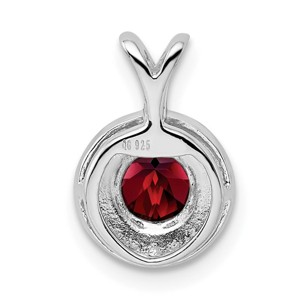 Sterlingsilber Rhodiniert Diamant. & Granat Anhänger