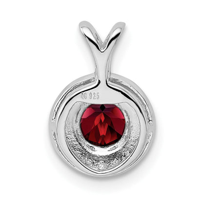 Sterlingsilber Rhodiniert Diamant. & Granat Anhänger