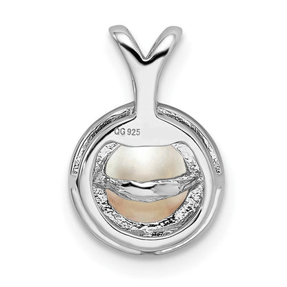 Sterlingsilber Rhodiniert Diamant. & Fw Zuchtperle Anhänger