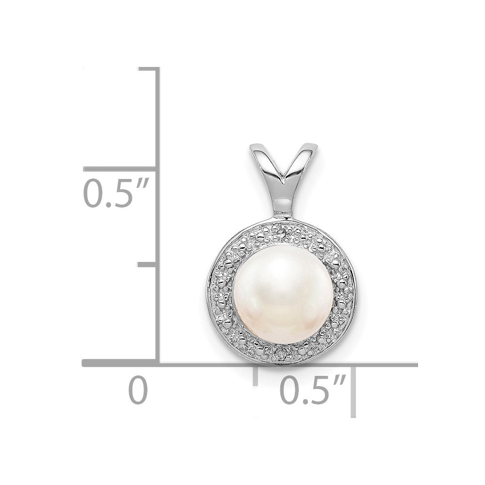 Sterlingsilber Rhodiniert Diamant. & Fw Zuchtperle Anhänger