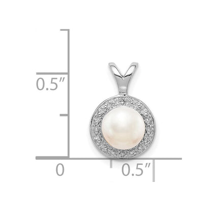 Sterlingsilber Rhodiniert Diamant. & Fw Zuchtperle Anhänger