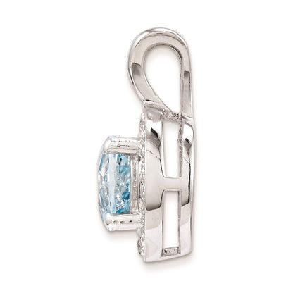 Sterlingsilber Rhodiniert Diamant. & Aquamarin Anhänger