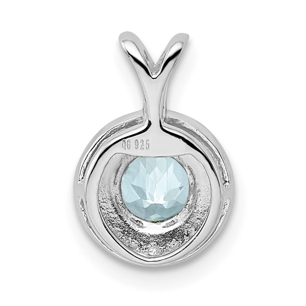 Sterlingsilber Rhodiniert Diamant. & Aquamarin Anhänger