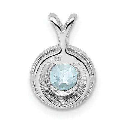 Sterlingsilber Rhodiniert Diamant. & Aquamarin Anhänger