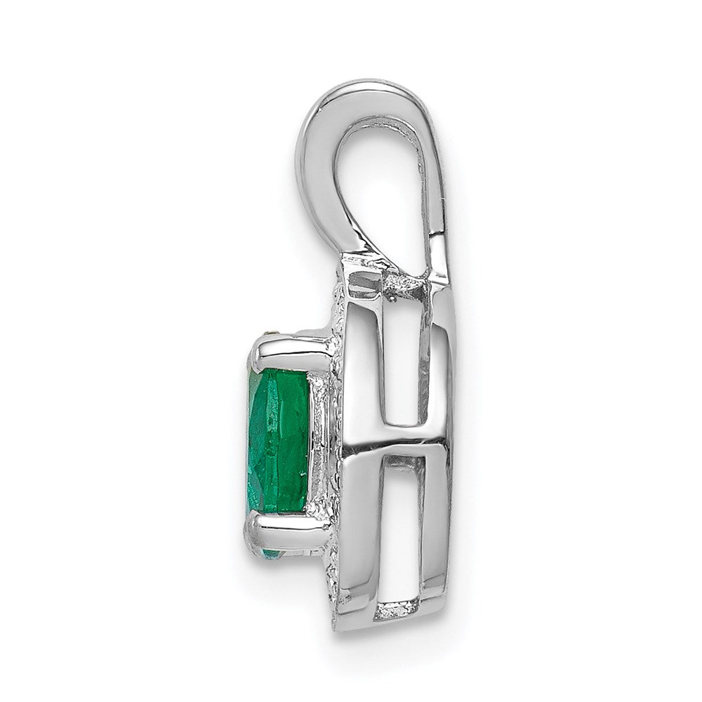 Sterlingsilber Rhodiniert Diamant. & Erzeugt Smaragd Anhänger