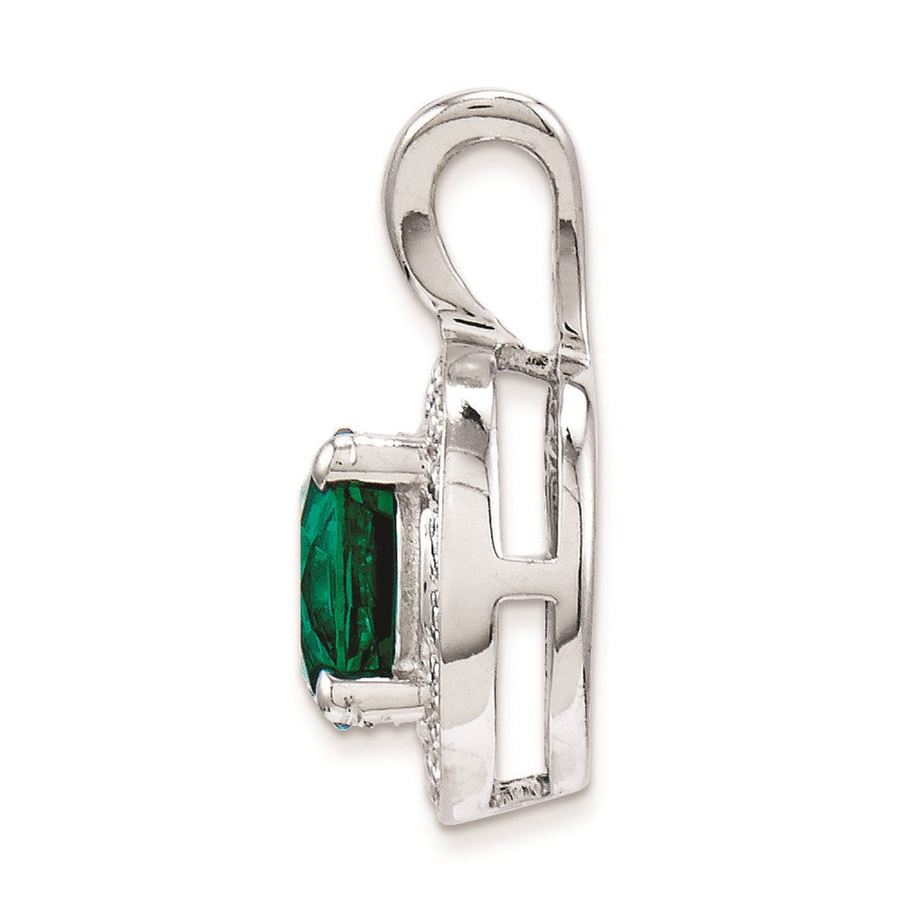 Sterlingsilber Rhodiniert Diamant. & Erzeugt Smaragd Anhänger