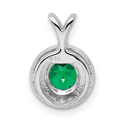 Sterlingsilber Rhodiniert Diamant. & Erzeugt Smaragd Anhänger