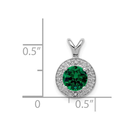 Sterlingsilber Rhodiniert Diamant. & Erzeugt Smaragd Anhänger