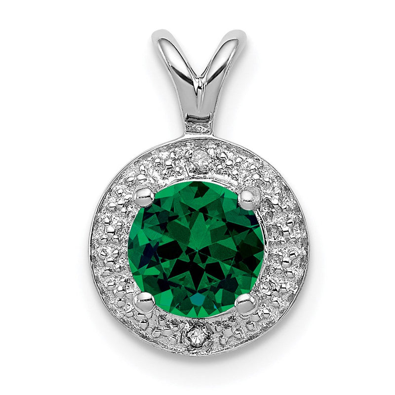 Sterlingsilber Rhodiniert Diamant. & Erzeugt Smaragd Anhänger