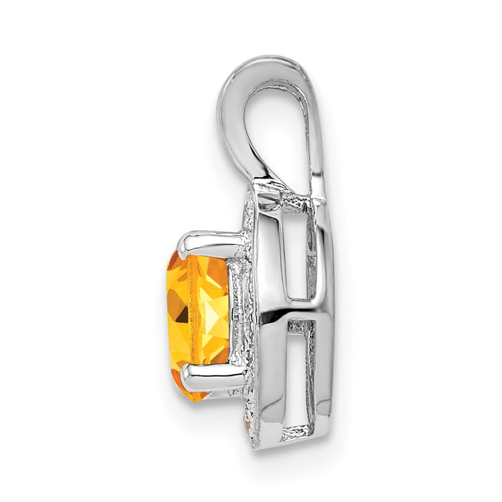 Sterlingsilber Rhodiniert Diamant. & Citrin Anhänger
