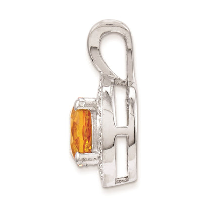 Sterlingsilber Rhodiniert Diamant. & Citrin Anhänger