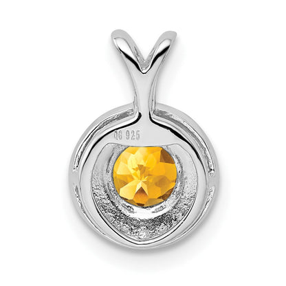 Sterlingsilber Rhodiniert Diamant. & Citrin Anhänger