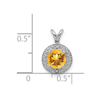 Sterlingsilber Rhodiniert Diamant. & Citrin Anhänger