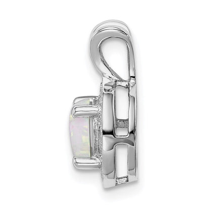 Sterlingsilber Rhodiniert Diamant. & Erzeugt Opal Anhänger