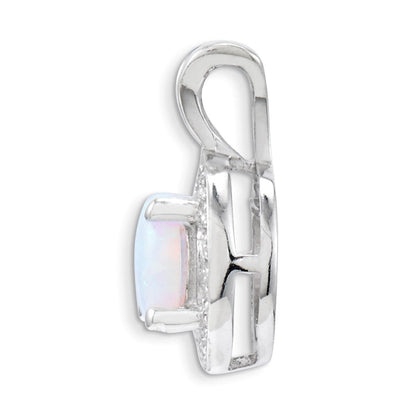 Sterlingsilber Rhodiniert Diamant. & Erzeugt Opal Anhänger