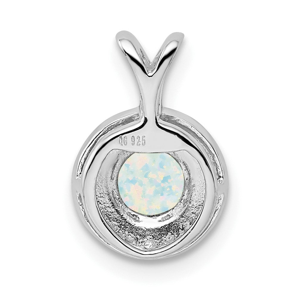 Sterlingsilber Rhodiniert Diamant. & Erzeugt Opal Anhänger
