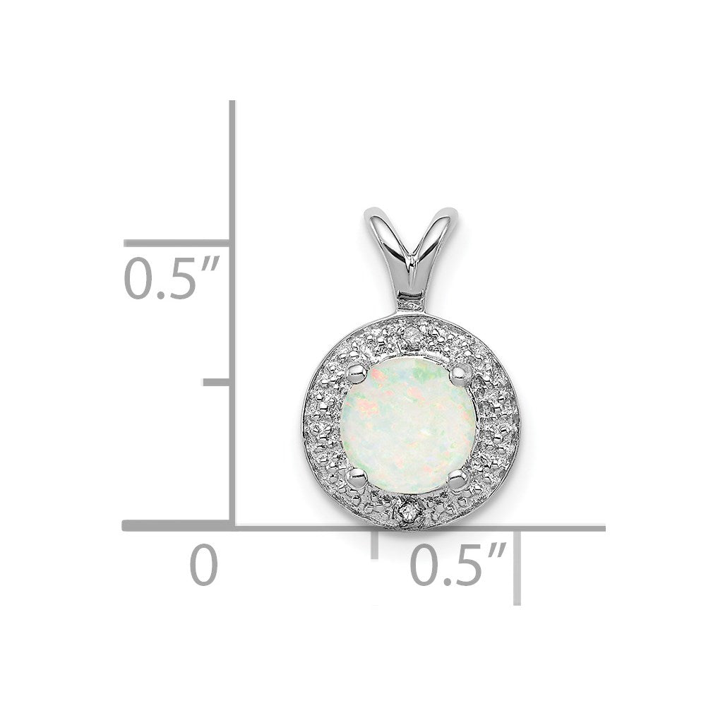 Sterlingsilber Rhodiniert Diamant. & Erzeugt Opal Anhänger