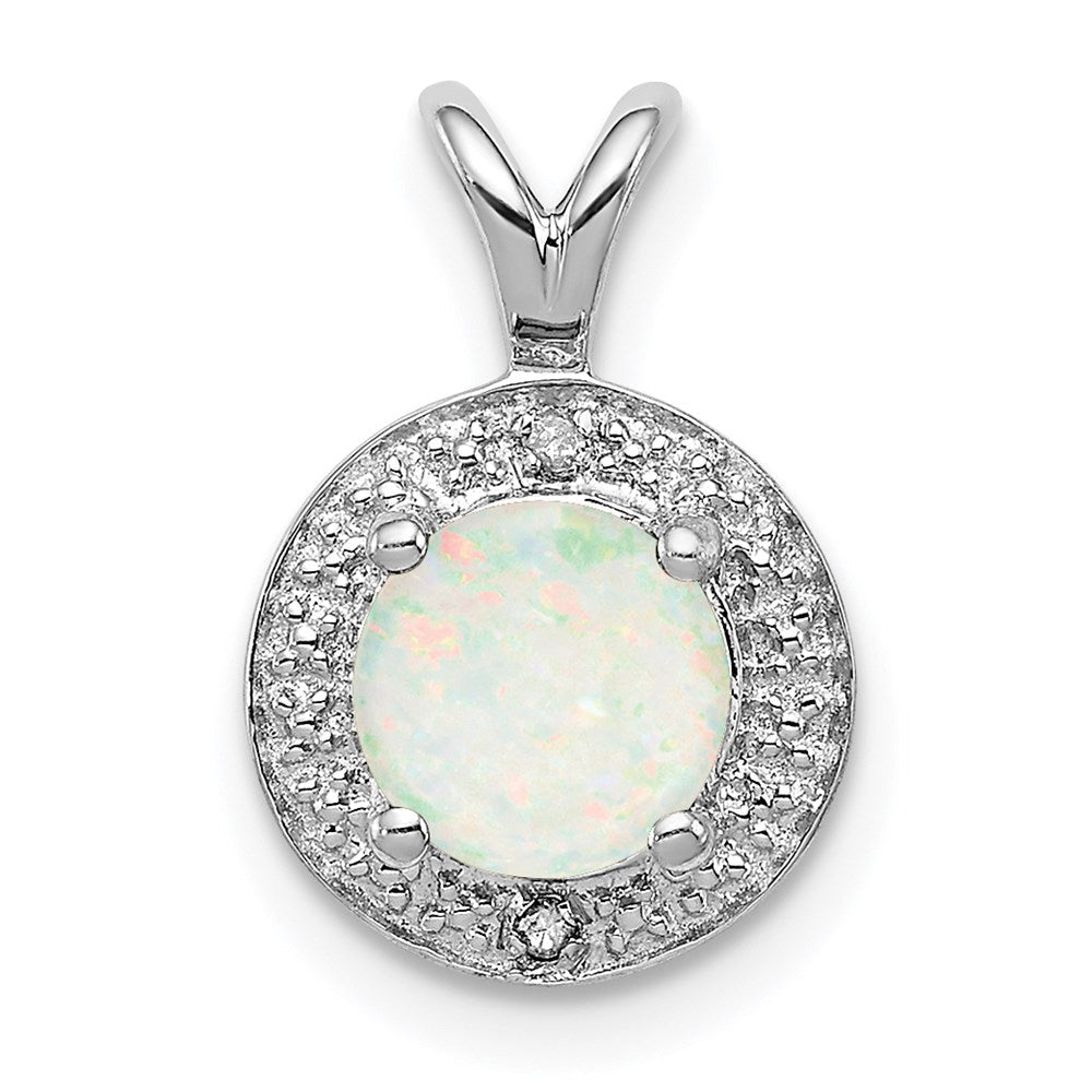 Sterlingsilber Rhodiniert Diamant. & Erzeugt Opal Anhänger