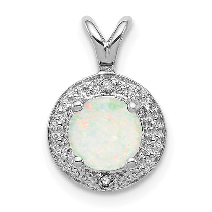 Sterlingsilber Rhodiniert Diamant. & Erzeugt Opal Anhänger