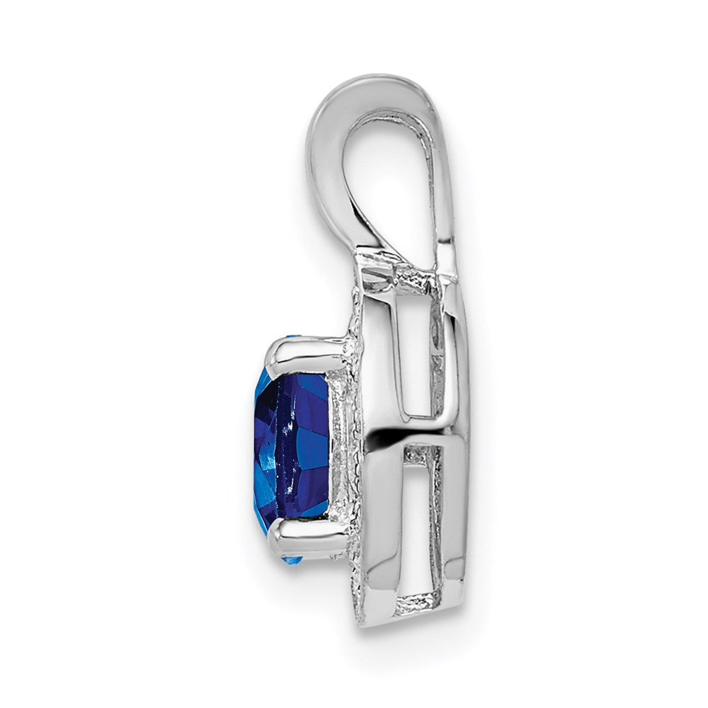 Sterlingsilber Rhodiniert Diamant. & Erzeugt Saphir Anhänger