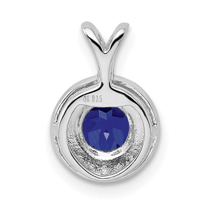 Sterlingsilber Rhodiniert Diamant. & Erzeugt Saphir Anhänger