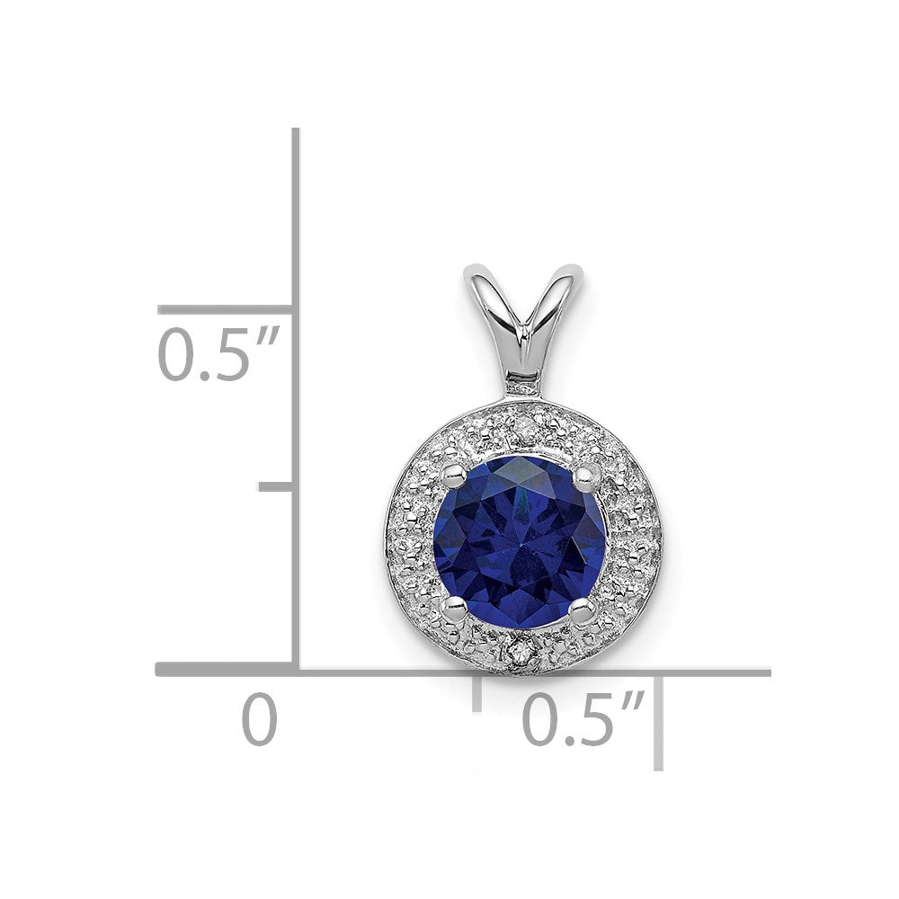 Sterlingsilber Rhodiniert Diamant. & Erzeugt Saphir Anhänger