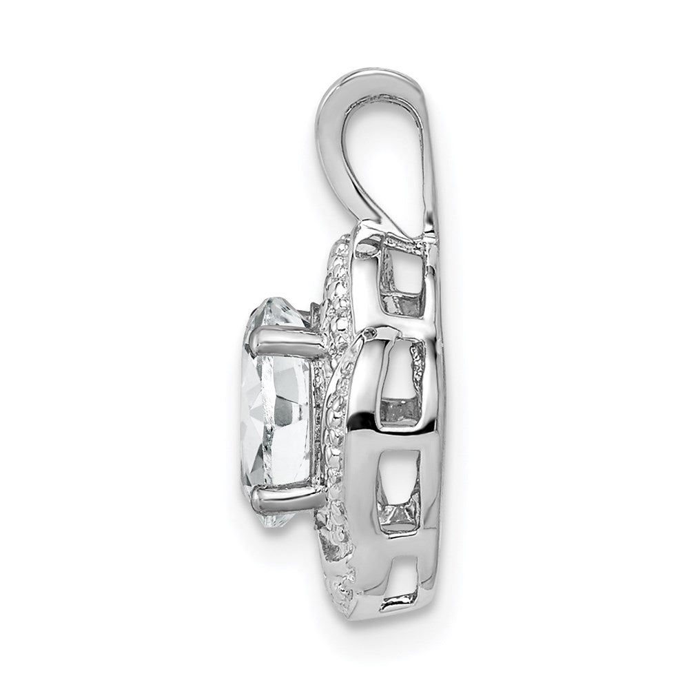 Sterlingsilber Rhodiniert Diamant. & Weiß Topas Anhänger