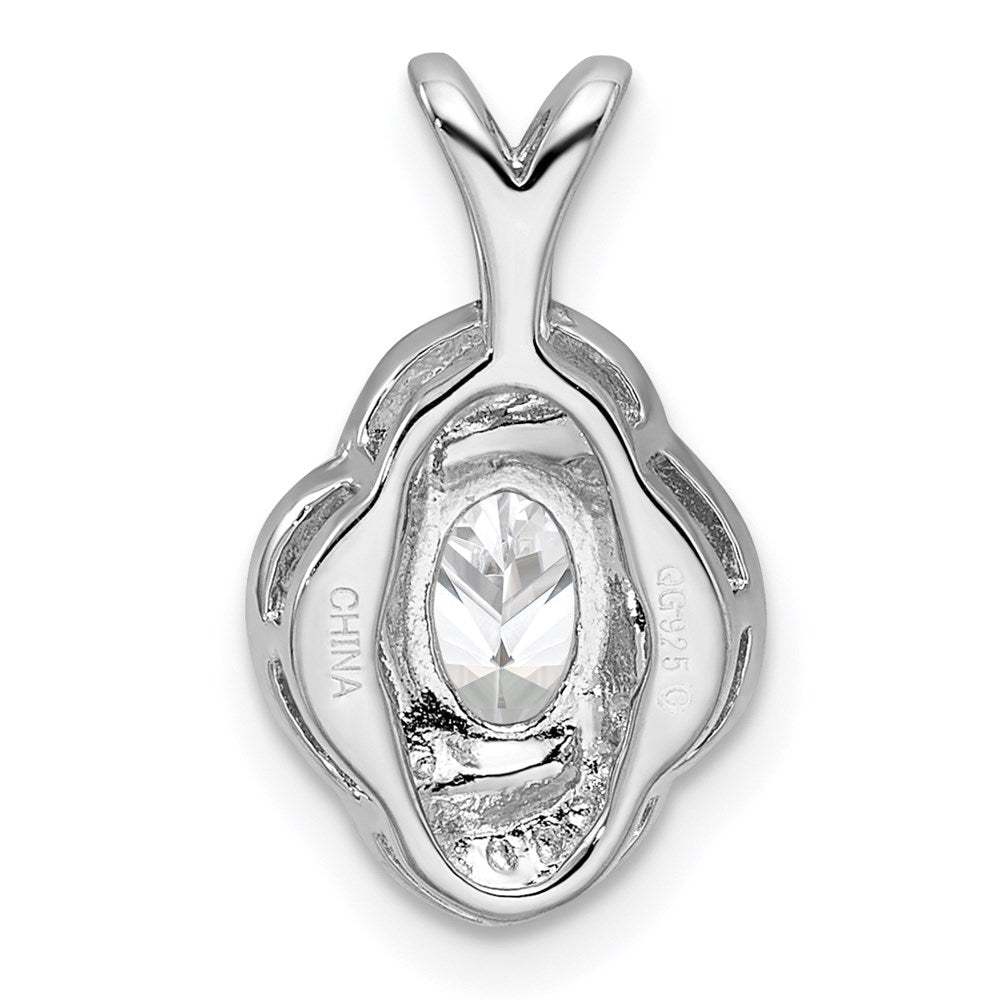Sterlingsilber Rhodiniert Diamant. & Weiß Topas Anhänger