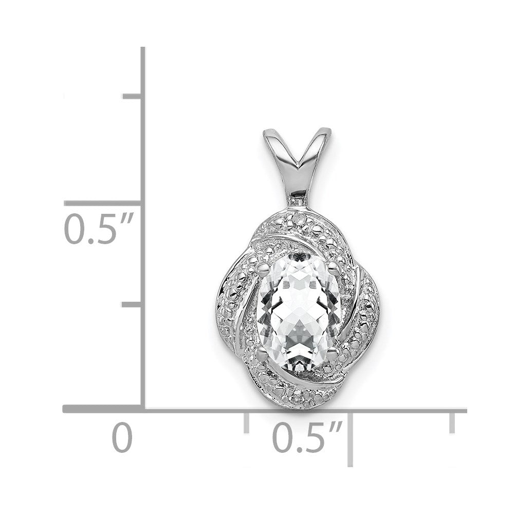 Sterlingsilber Rhodiniert Diamant. & Weiß Topas Anhänger