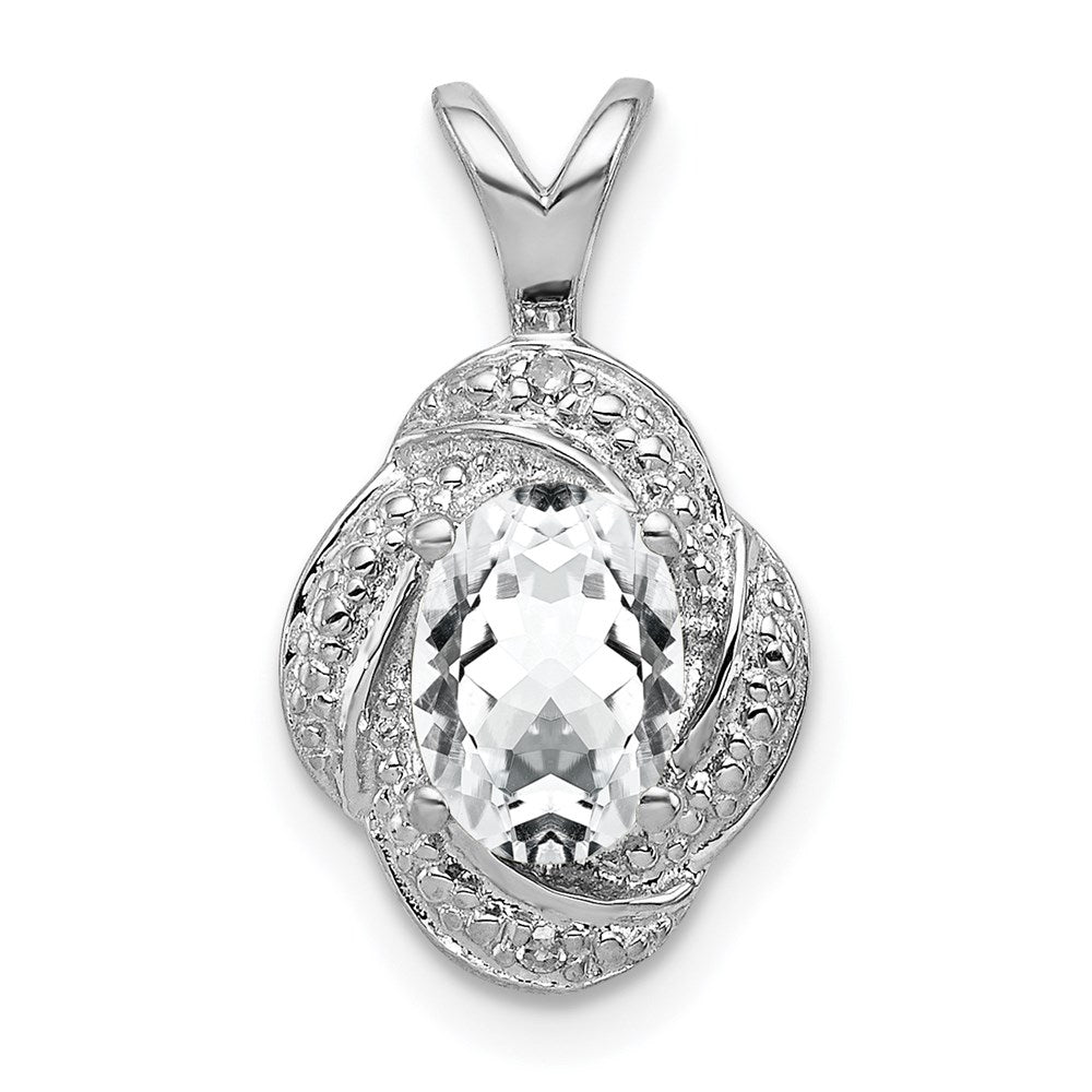 Sterlingsilber Rhodiniert Diamant. & Weiß Topas Anhänger