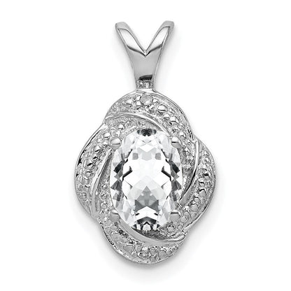 Sterlingsilber Rhodiniert Diamant. & Weiß Topas Anhänger