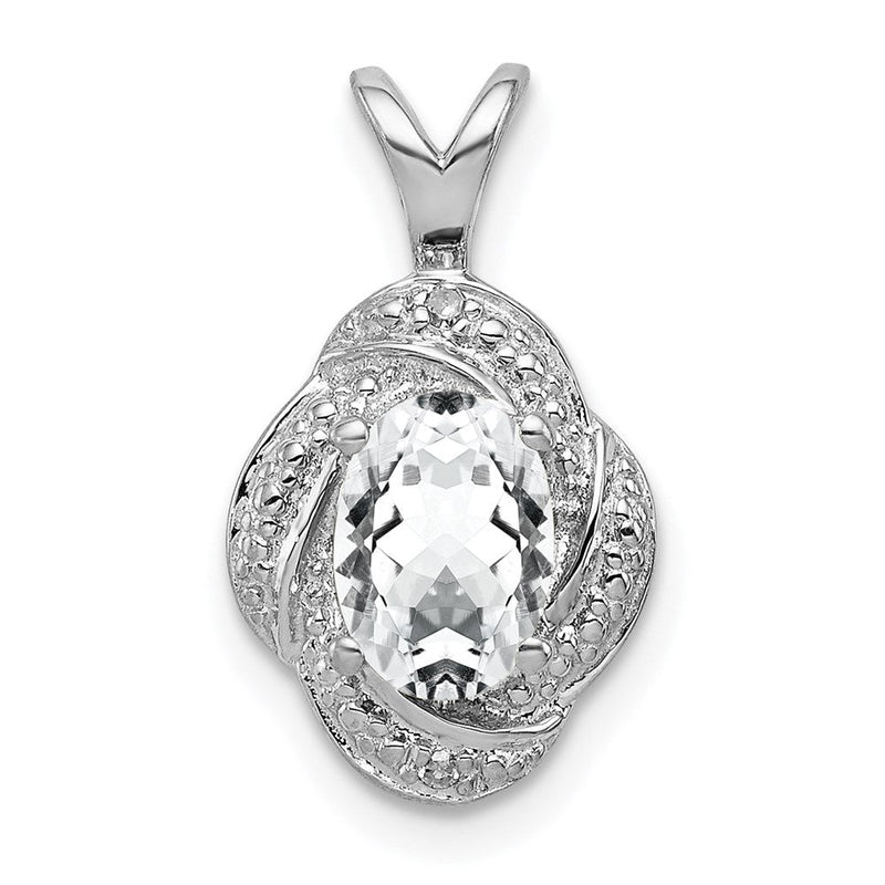 Sterlingsilber Rhodiniert Diamant. & Weiß Topas Anhänger